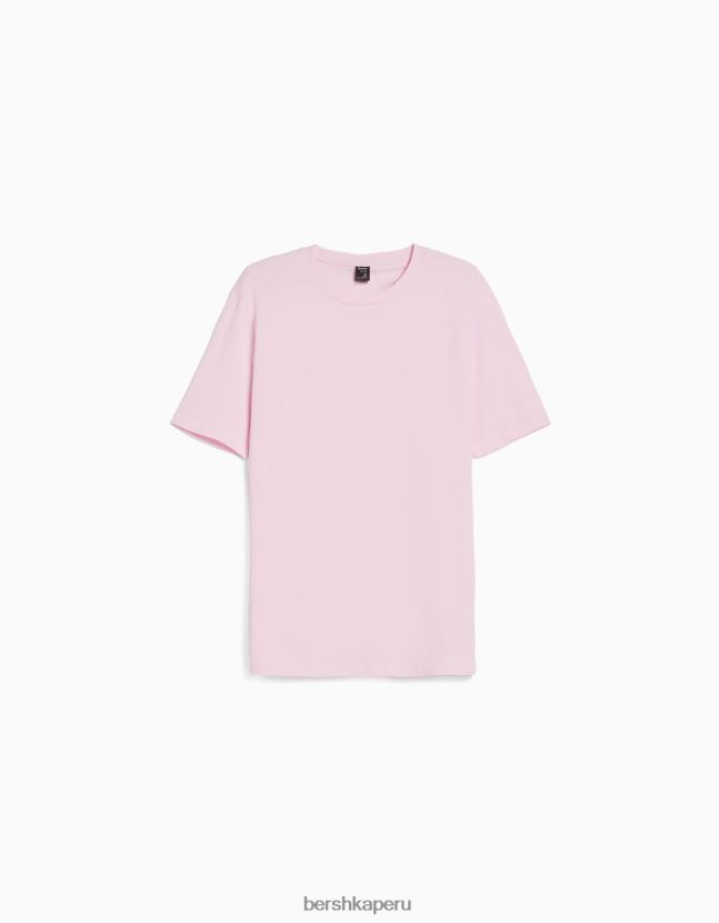 rosa Bershka hombres camiseta regular fit de manga corta 806J6B2794