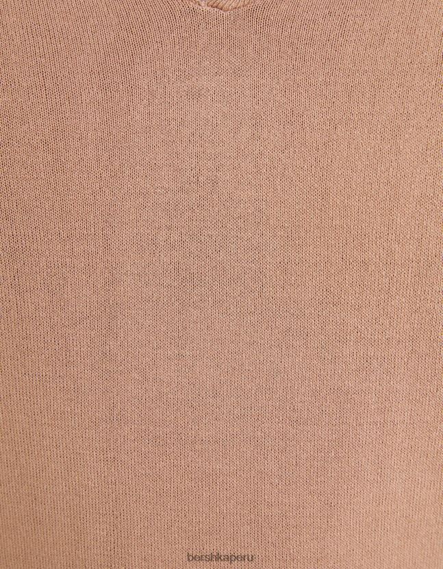 rosa Bershka hombres polo de manga corta con cuello resort 806J6B2820