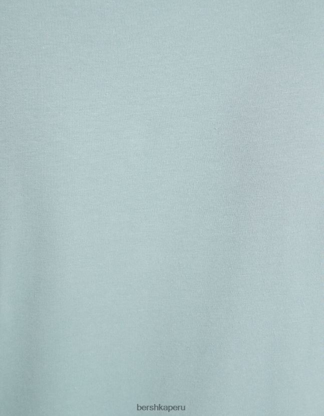 turquesa Bershka hombres camiseta de manga corta con cuello alto 806J6B2741