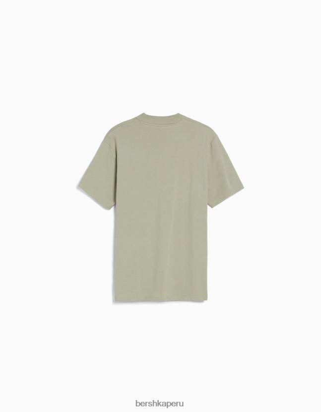 verde Bershka hombres camiseta de manga corta con cuello alto 806J6B2743