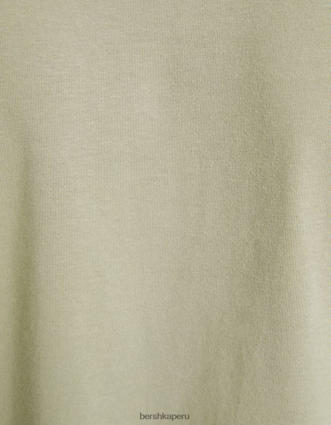 verde Bershka hombres camiseta de manga corta con cuello alto 806J6B2743