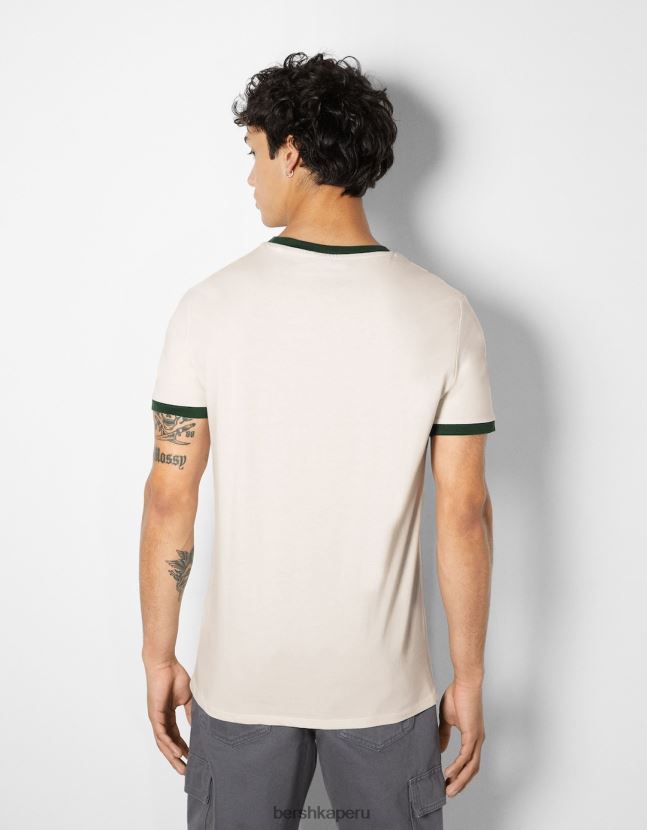 verde Bershka hombres camiseta de manga corta con estampado regular fit 806J6B2672
