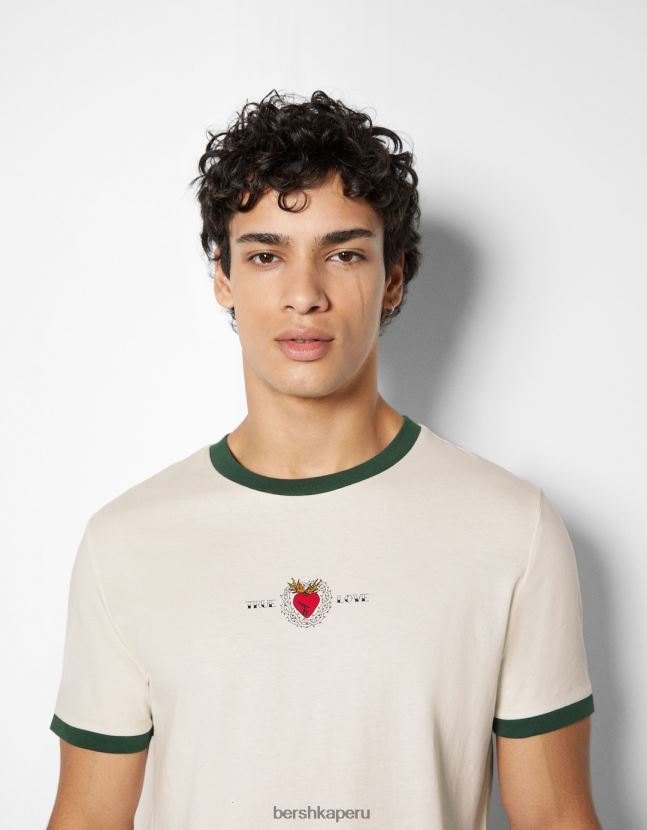 verde Bershka hombres camiseta de manga corta con estampado regular fit 806J6B2672