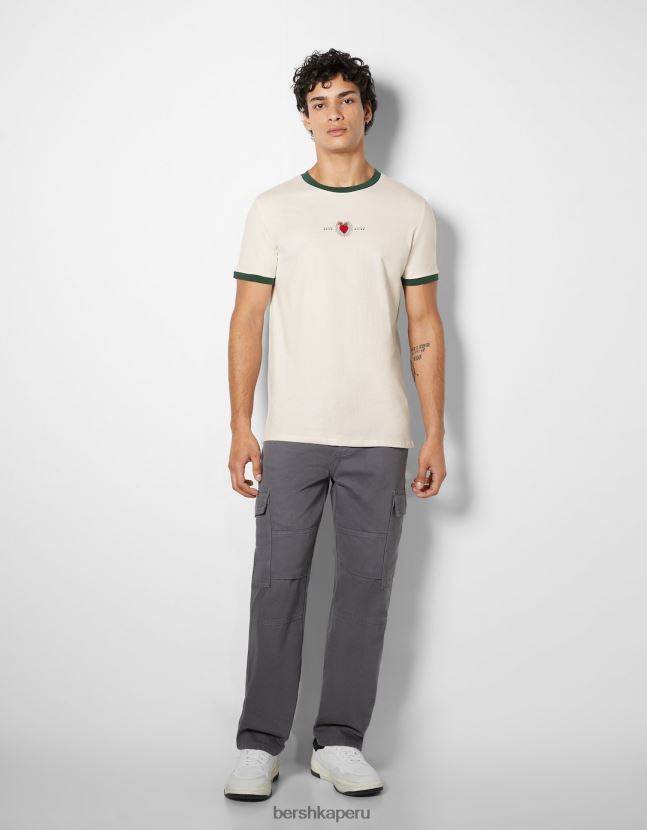 verde Bershka hombres camiseta de manga corta con estampado regular fit 806J6B2672