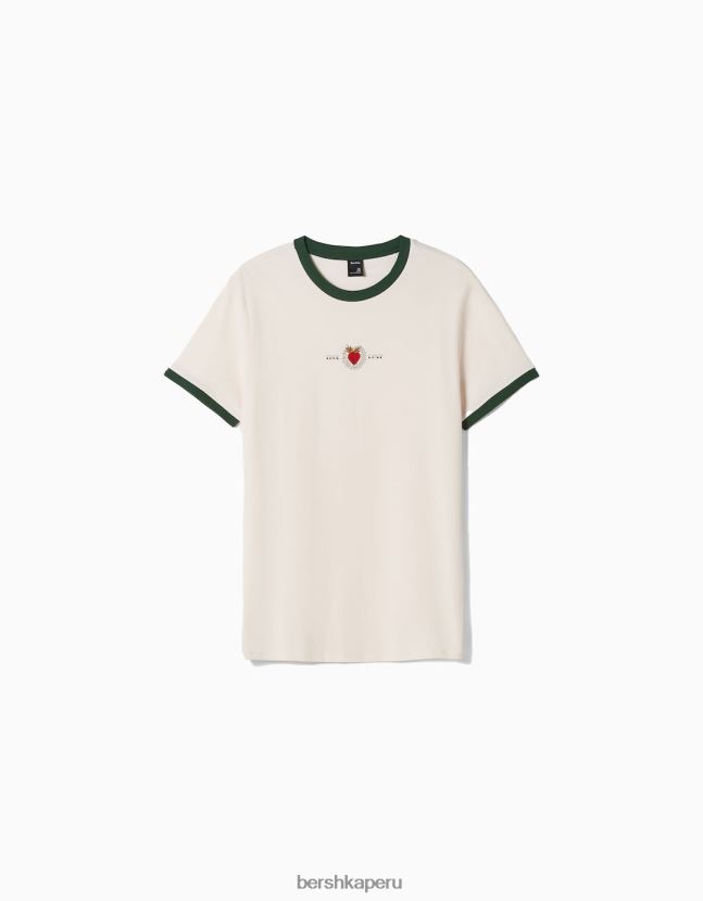 verde Bershka hombres camiseta de manga corta con estampado regular fit 806J6B2672