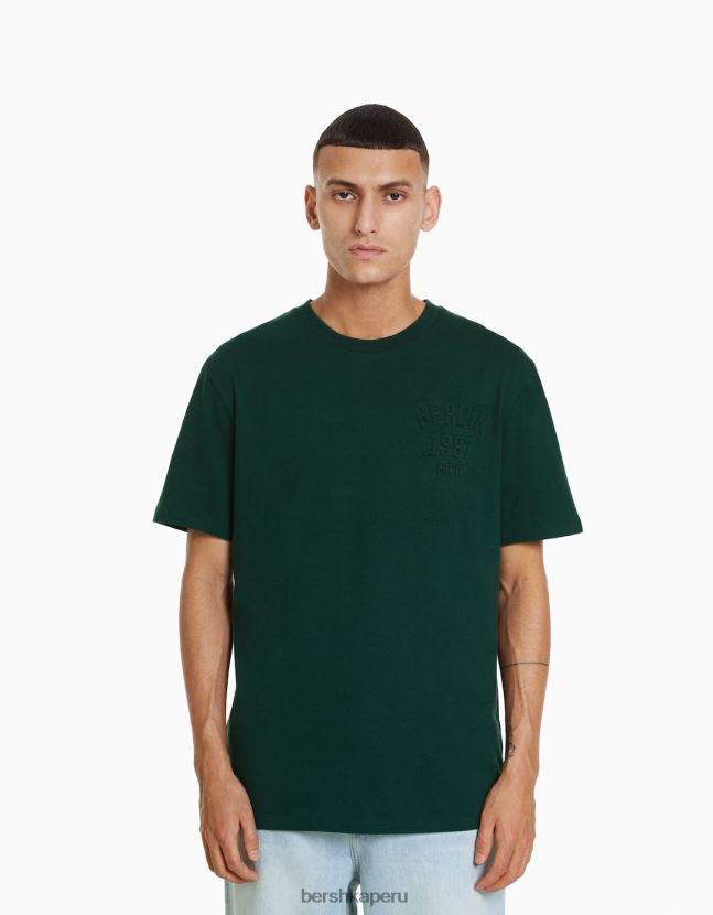 verde Bershka hombres camiseta de manga corta de ajuste fácil 806J6B2718