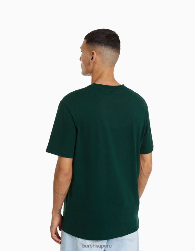 verde Bershka hombres camiseta de manga corta de ajuste fácil 806J6B2718