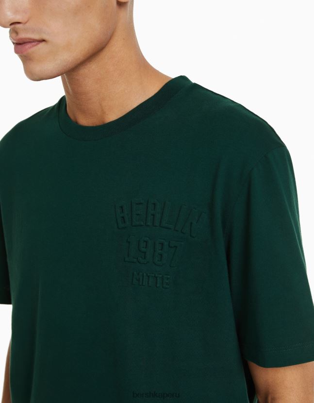 verde Bershka hombres camiseta de manga corta de ajuste fácil 806J6B2718