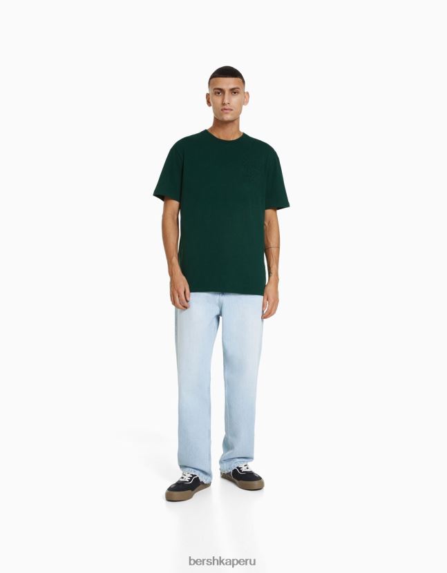 verde Bershka hombres camiseta de manga corta de ajuste fácil 806J6B2718