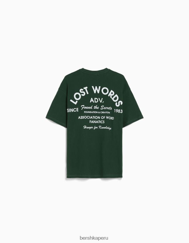 verde Bershka hombres camiseta oversize de manga corta con estampado de gofres 806J6B2758