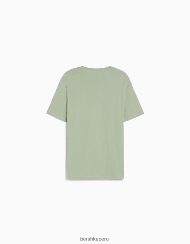 verde Bershka hombres camiseta regular fit de manga corta 806J6B2796