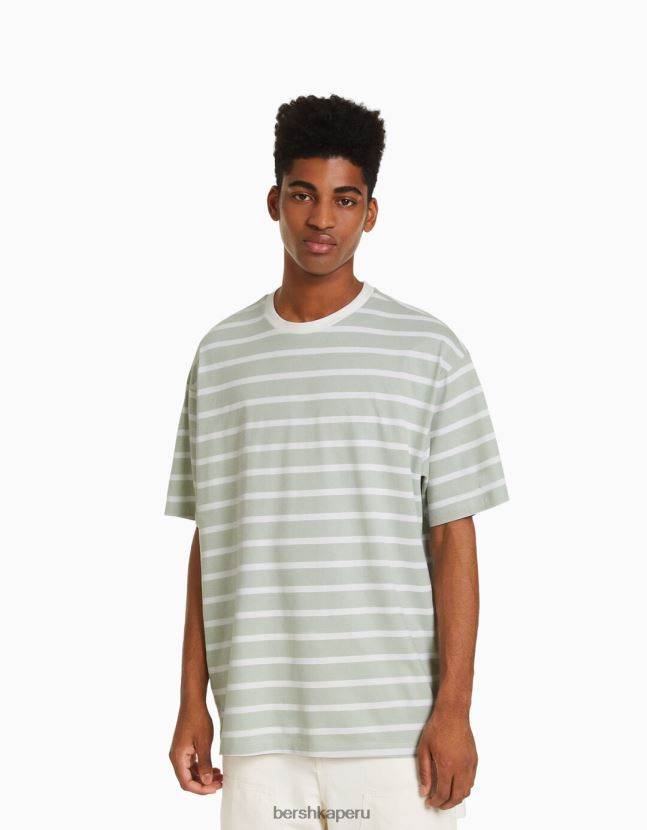 verde Bershka hombres playera de manga corta con estampado boxy fit 806J6B2611