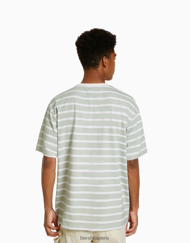verde Bershka hombres playera de manga corta con estampado boxy fit 806J6B2611
