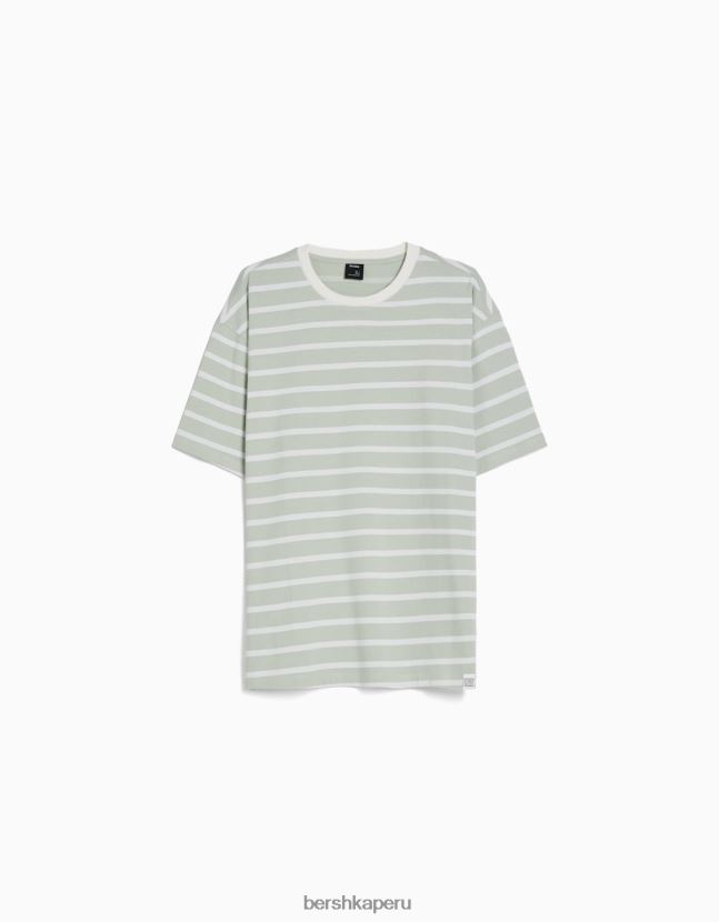 verde Bershka hombres playera de manga corta con estampado boxy fit 806J6B2611
