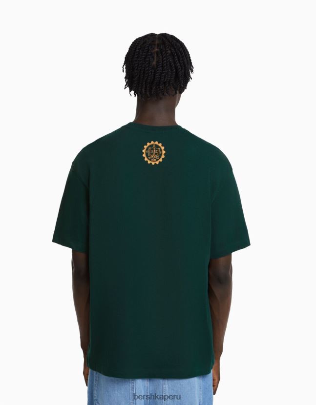 verde Bershka hombres playera de manga corta con estampado boxy fit 806J6B2654