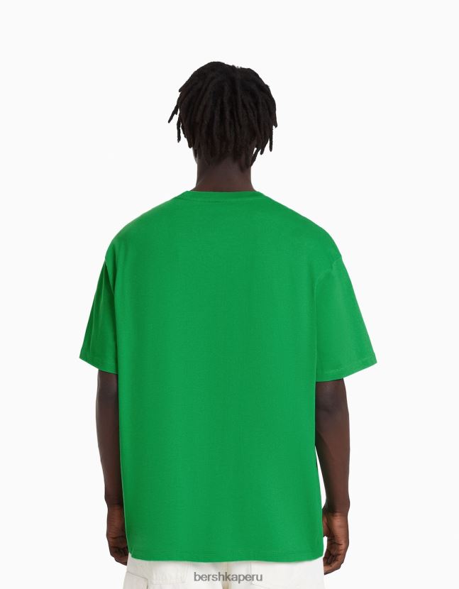 verde Bershka hombres playera de manga corta con estampado boxy fit 806J6B2730