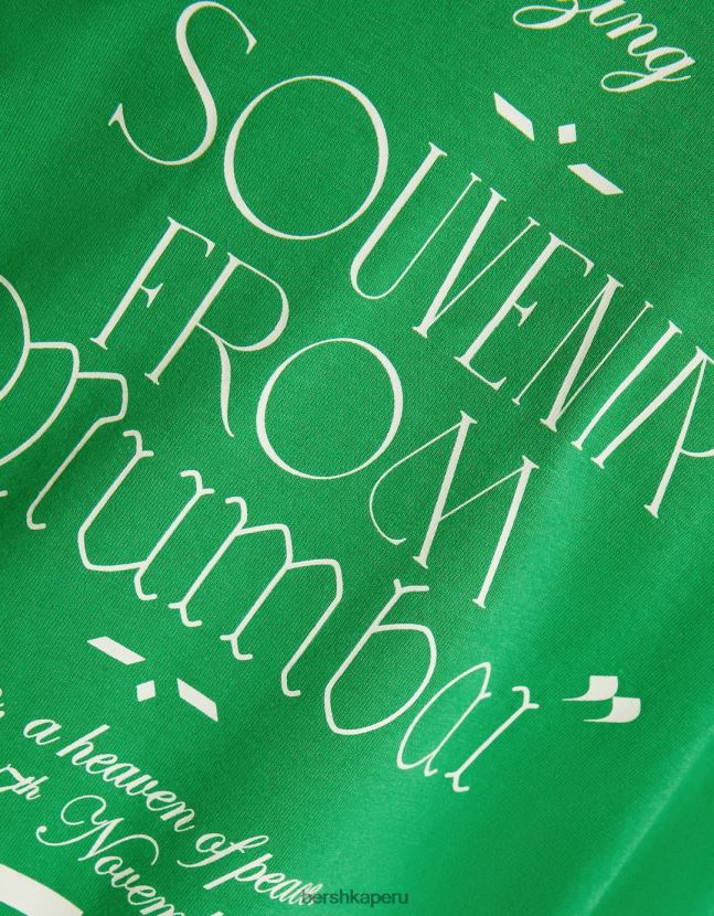 verde Bershka hombres playera de manga corta con estampado boxy fit 806J6B2730