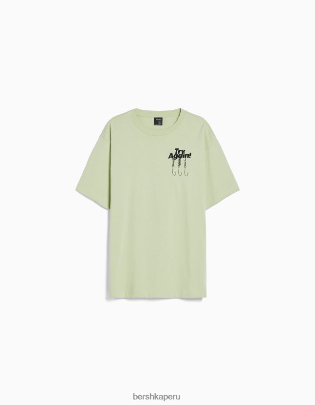 verde Bershka hombres playera de manga corta con estampado boxy fit 806J6B2835