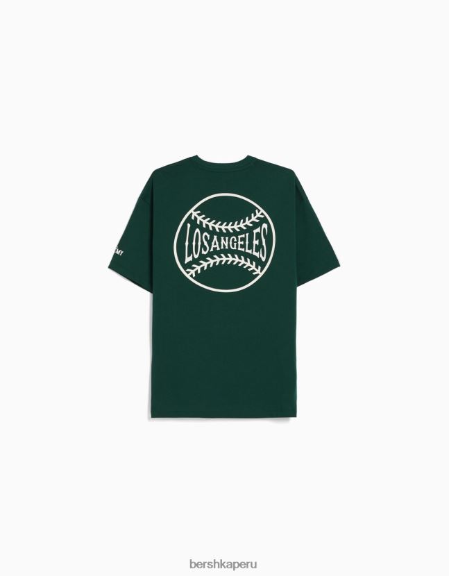 verde Bershka hombres playera de manga corta con estampado boxy fit 806J6B2842