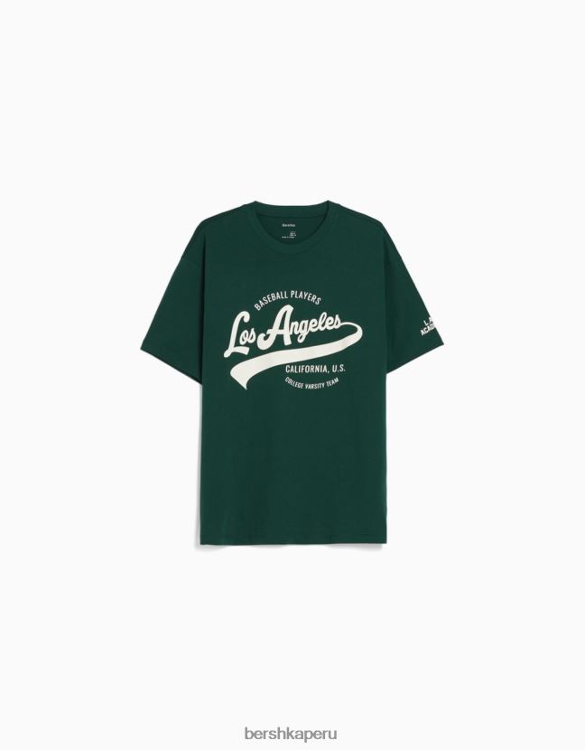 verde Bershka hombres playera de manga corta con estampado boxy fit 806J6B2843