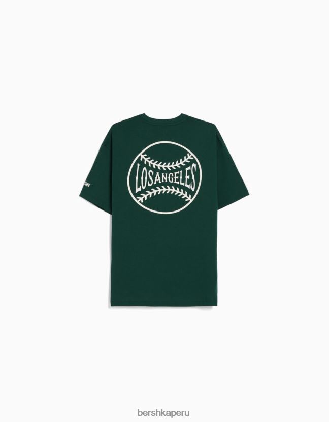 verde Bershka hombres playera de manga corta con estampado boxy fit 806J6B2843