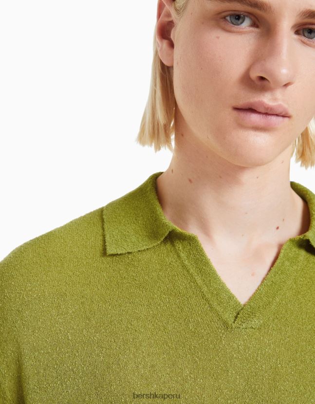 verde Bershka hombres polo de manga corta 806J6B2775