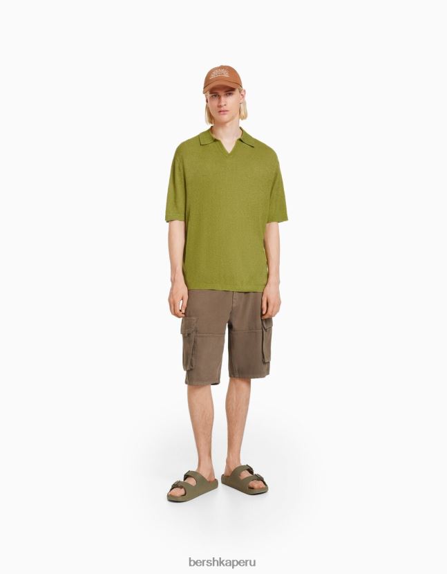 verde Bershka hombres polo de manga corta 806J6B2775