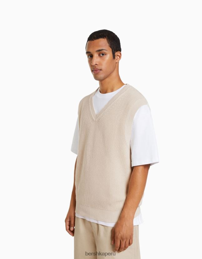 arena Bershka hombres chaleco de punto con cuello en V 806J6B2998
