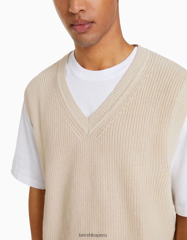 arena Bershka hombres chaleco de punto con cuello en V 806J6B2998