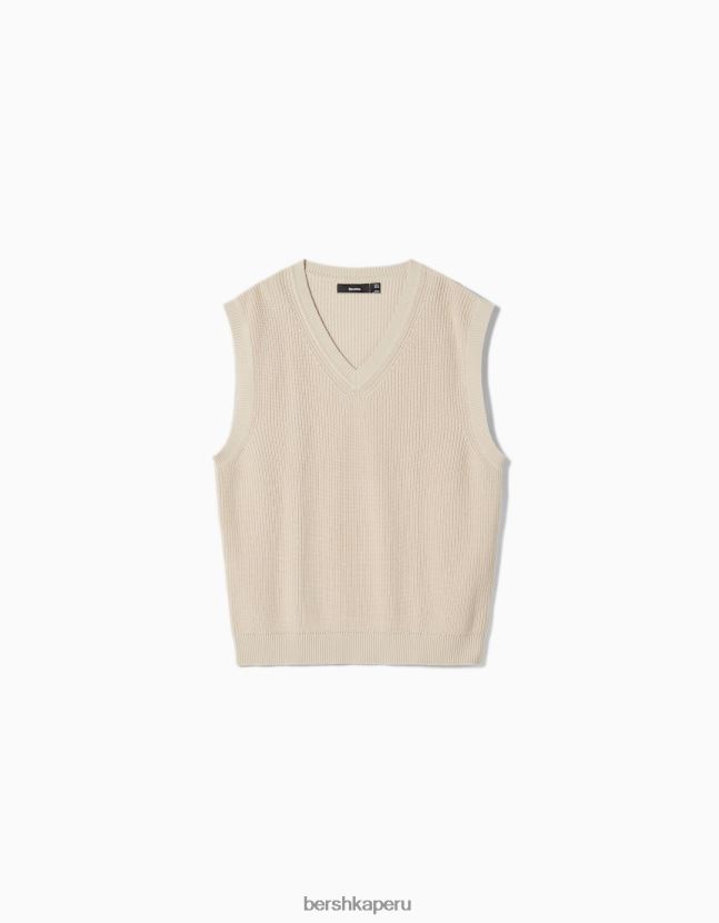 arena Bershka hombres chaleco de punto con cuello en V 806J6B2998