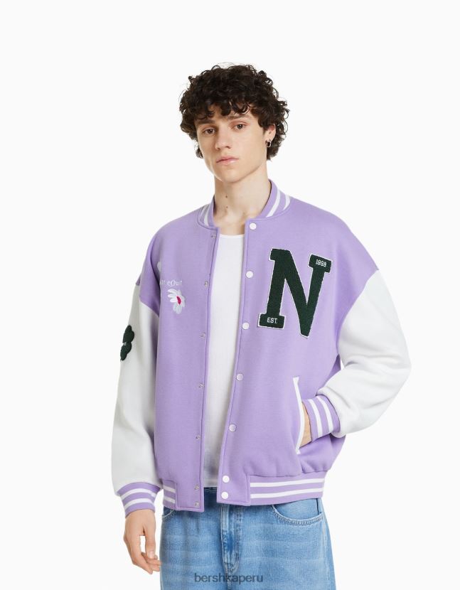 Violeta Bershka hombres chaqueta bomber con bordado floral 806J6B3046