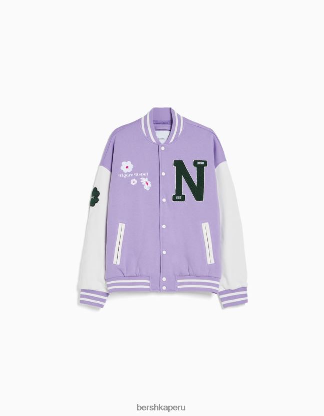 Violeta Bershka hombres chaqueta bomber con bordado floral 806J6B3046