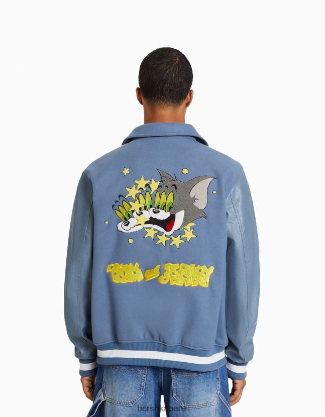 azul Bershka hombres chaqueta con parche de tom & jerry 806J6B3056
