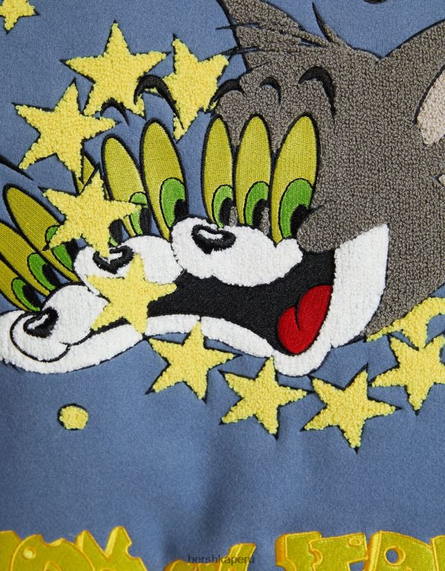 azul Bershka hombres chaqueta con parche de tom & jerry 806J6B3056