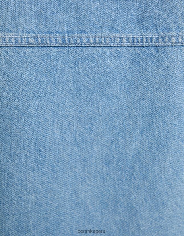 azul claro Bershka hombres chamarra de mezclilla con capucha 806J6B3053
