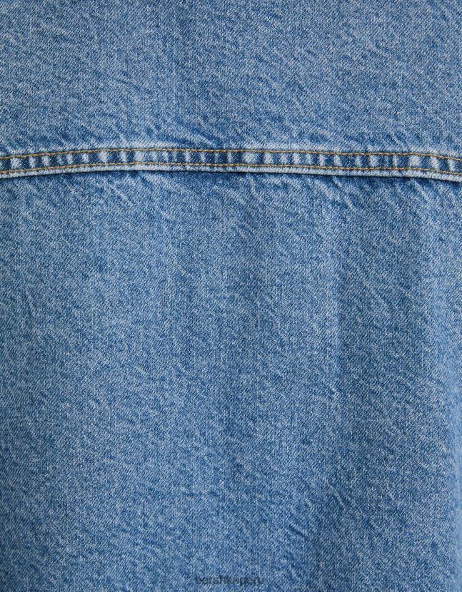 azul claro Bershka hombres chamarra de mezclilla oversize 806J6B3055