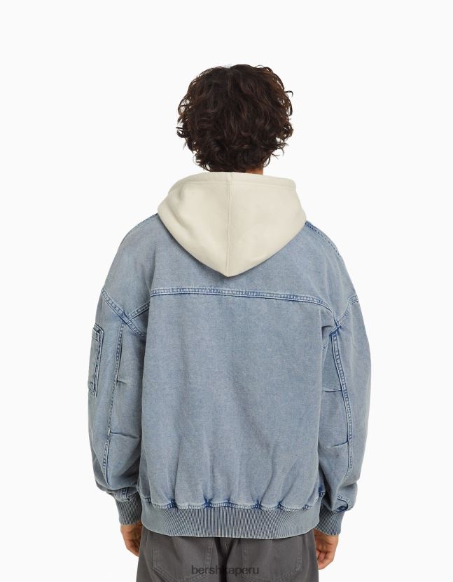 azul claro Bershka hombres chaqueta bomber de algodón 806J6B3105
