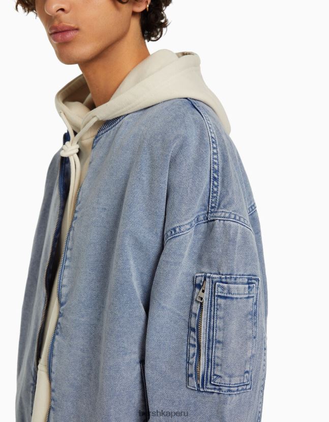 azul claro Bershka hombres chaqueta bomber de algodón 806J6B3105