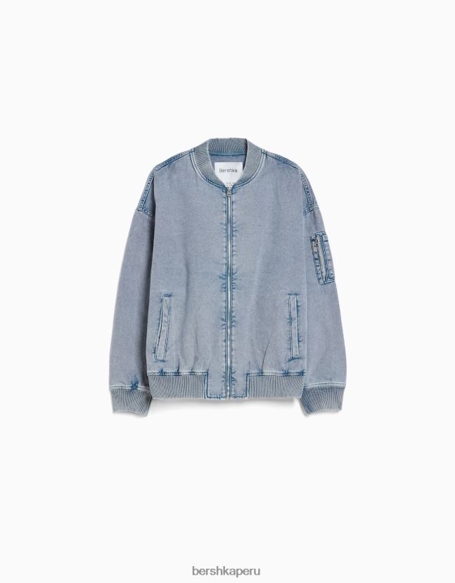 azul claro Bershka hombres chaqueta bomber de algodón 806J6B3105
