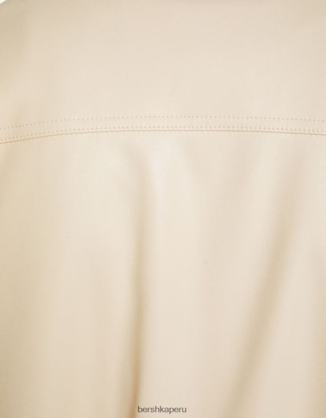 beige Bershka hombres chaqueta bomber de piel sintética 806J6B3065