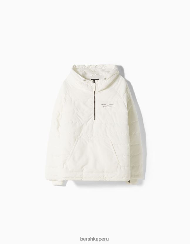 blanco Bershka hombres chaqueta acolchada con bolsillo tipo canguro 806J6B3060