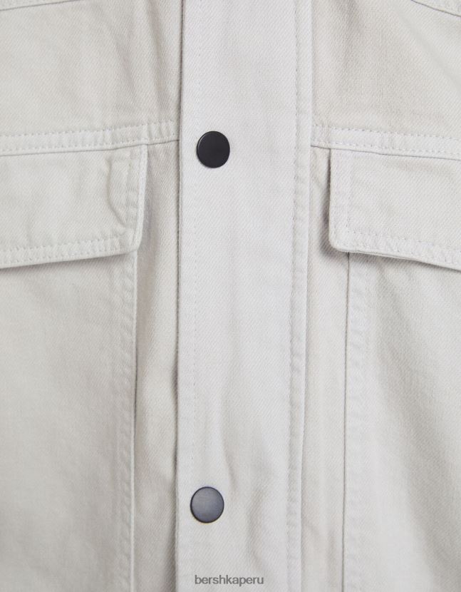 gris Bershka hombres chamarra de paracaídas de mezclilla con capucha 806J6B3075