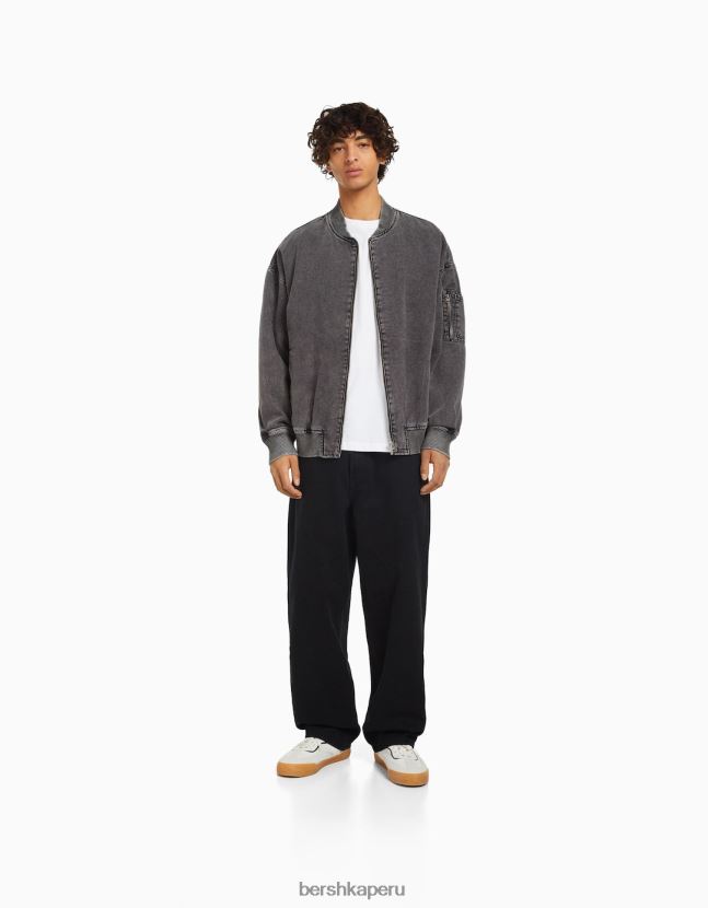gris oscuro Bershka hombres chaqueta bomber de algodón 806J6B3103