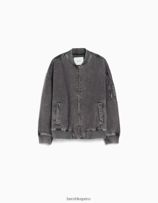 gris oscuro Bershka hombres chaqueta bomber de algodón 806J6B3103