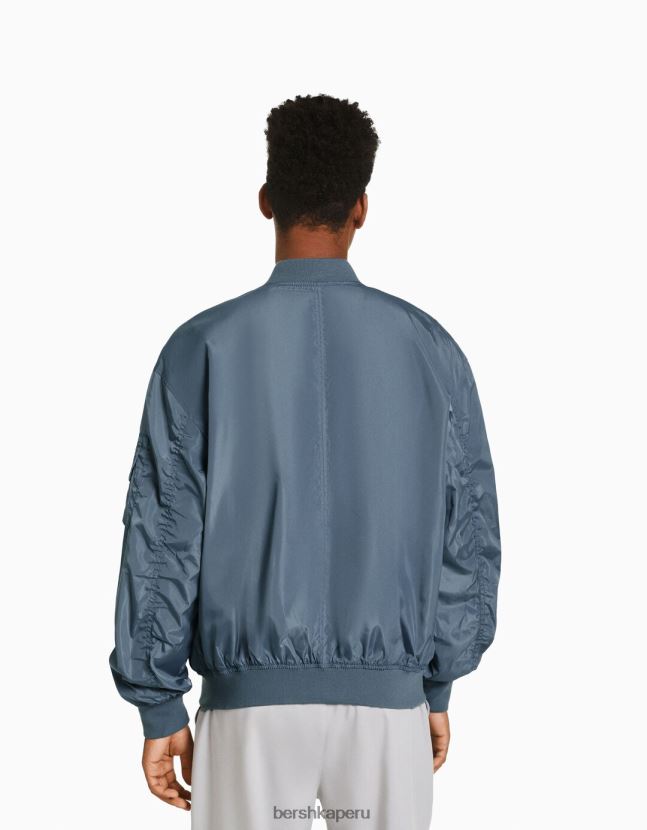 gris oscuro Bershka hombres chaqueta bomber técnica ligera 806J6B3041