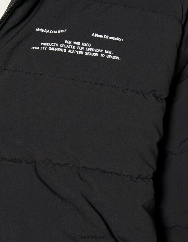 negro Bershka hombres chaqueta acolchada con bolsillo tipo canguro 806J6B3059