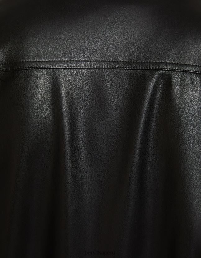 negro Bershka hombres chaqueta bomber de piel sintética 806J6B3064