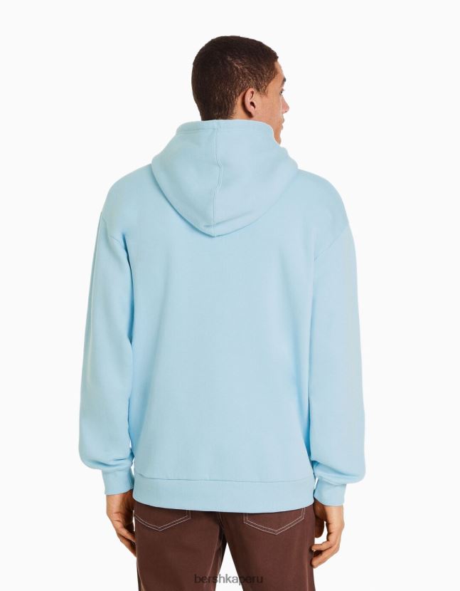 azul claro Bershka hombres sudadera con capucha de gran tamaño 806J6B2951