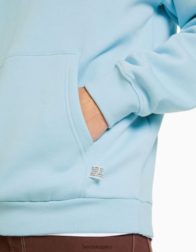 azul claro Bershka hombres sudadera con capucha de gran tamaño 806J6B2951