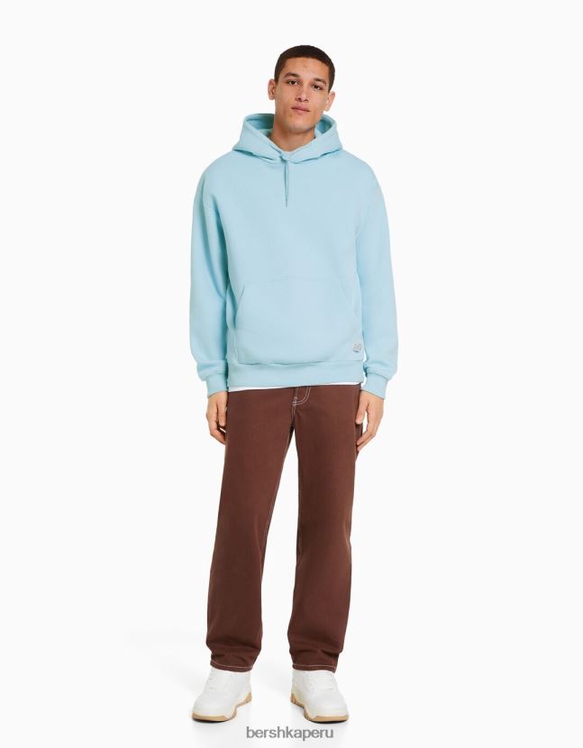 azul claro Bershka hombres sudadera con capucha de gran tamaño 806J6B2951